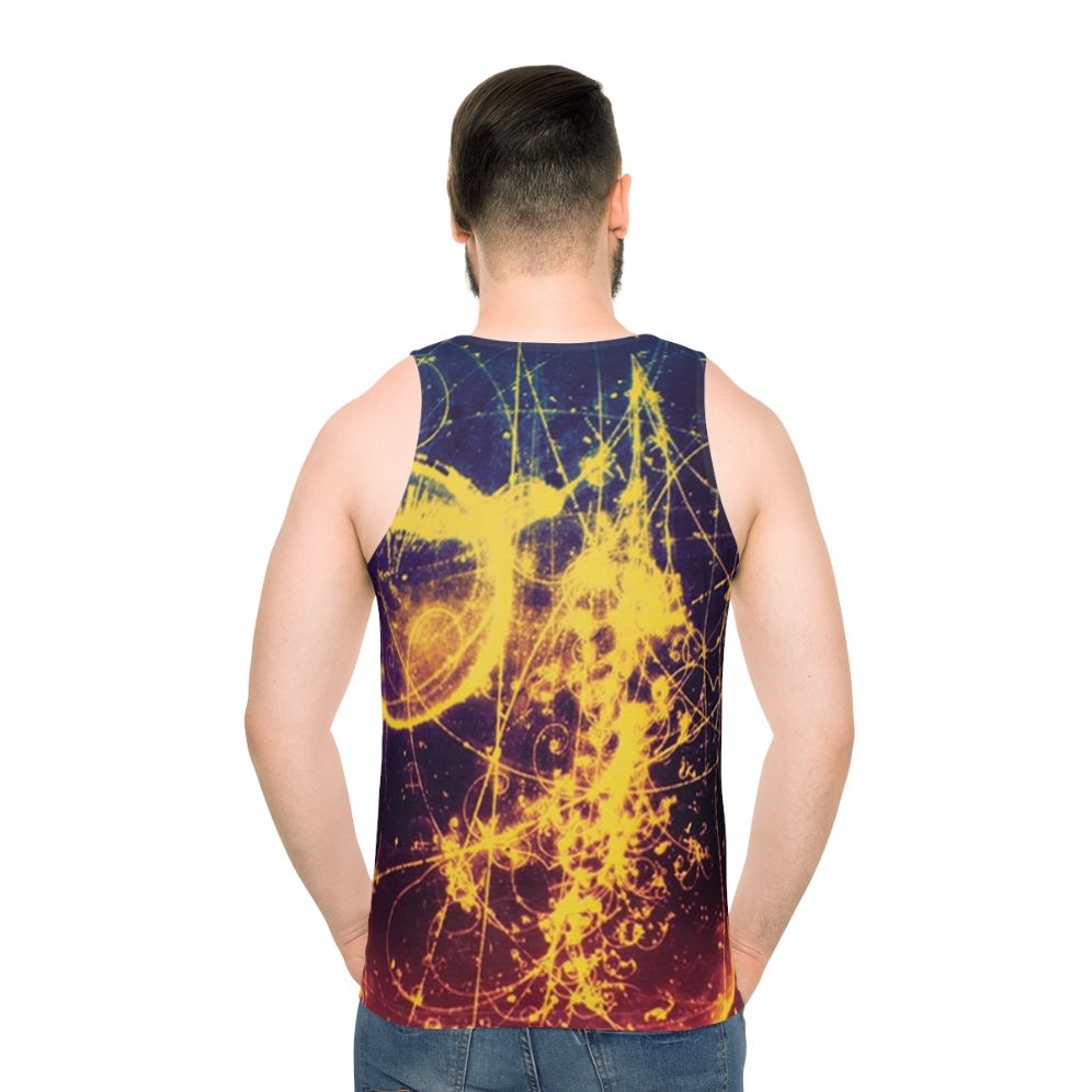 Bubble Chamber Unisex Tank Top featuring abstract science art design - men back