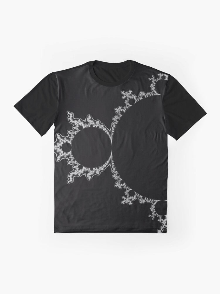 Mandelbrot set monochrome outline graphic design on a t-shirt - Flat lay