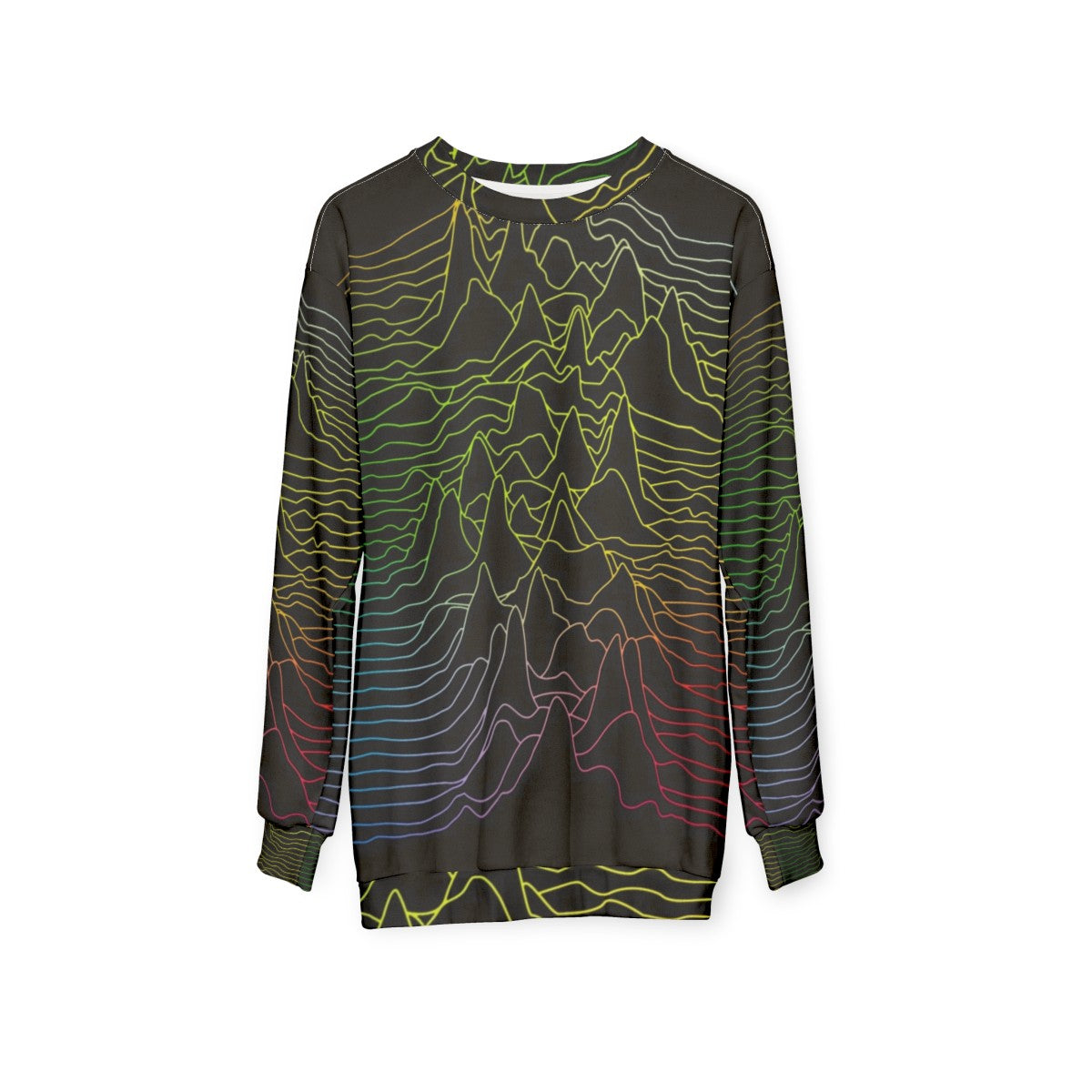 Minimalist sound wave graphic design on a cozy sweatshirt - hanging