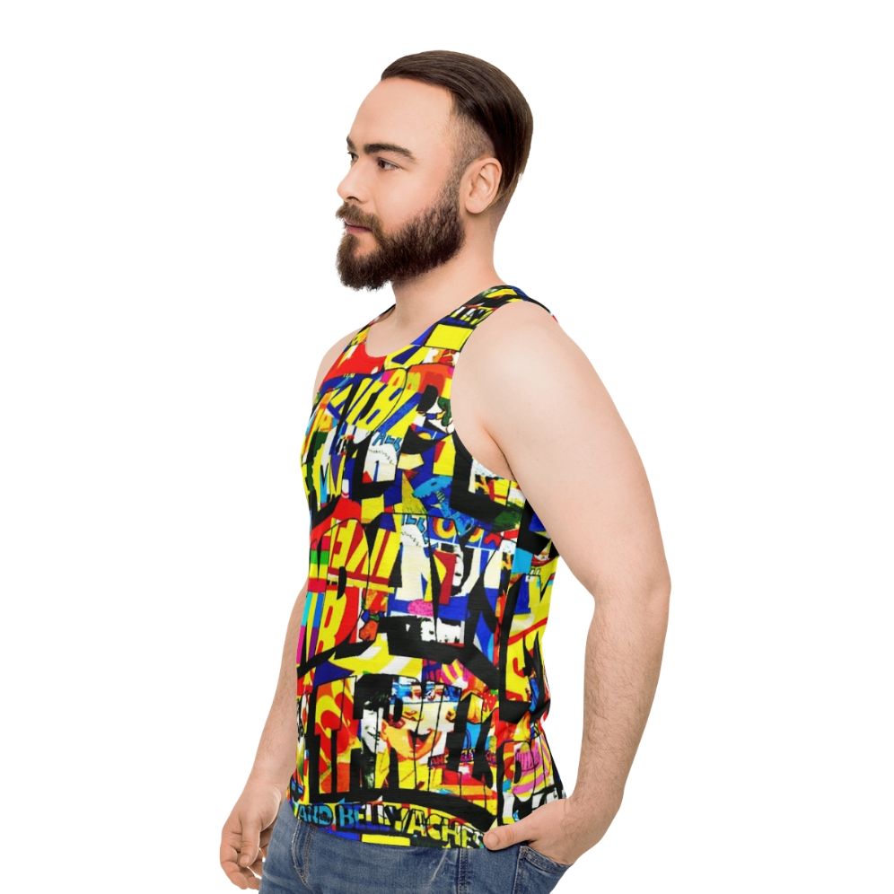 Happy Mondays unisex tank top with wallpaper design - men side