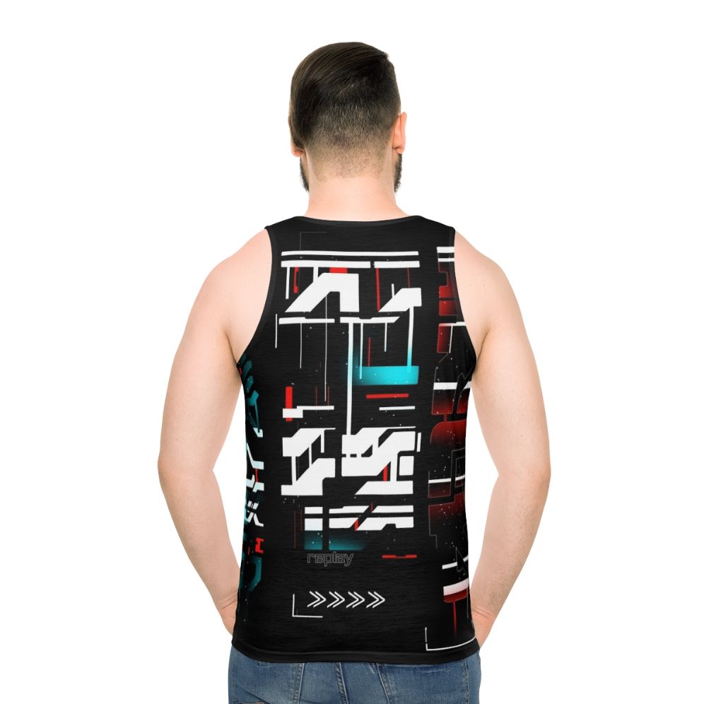 Cyberpunk tech wear unisex tank top - men back