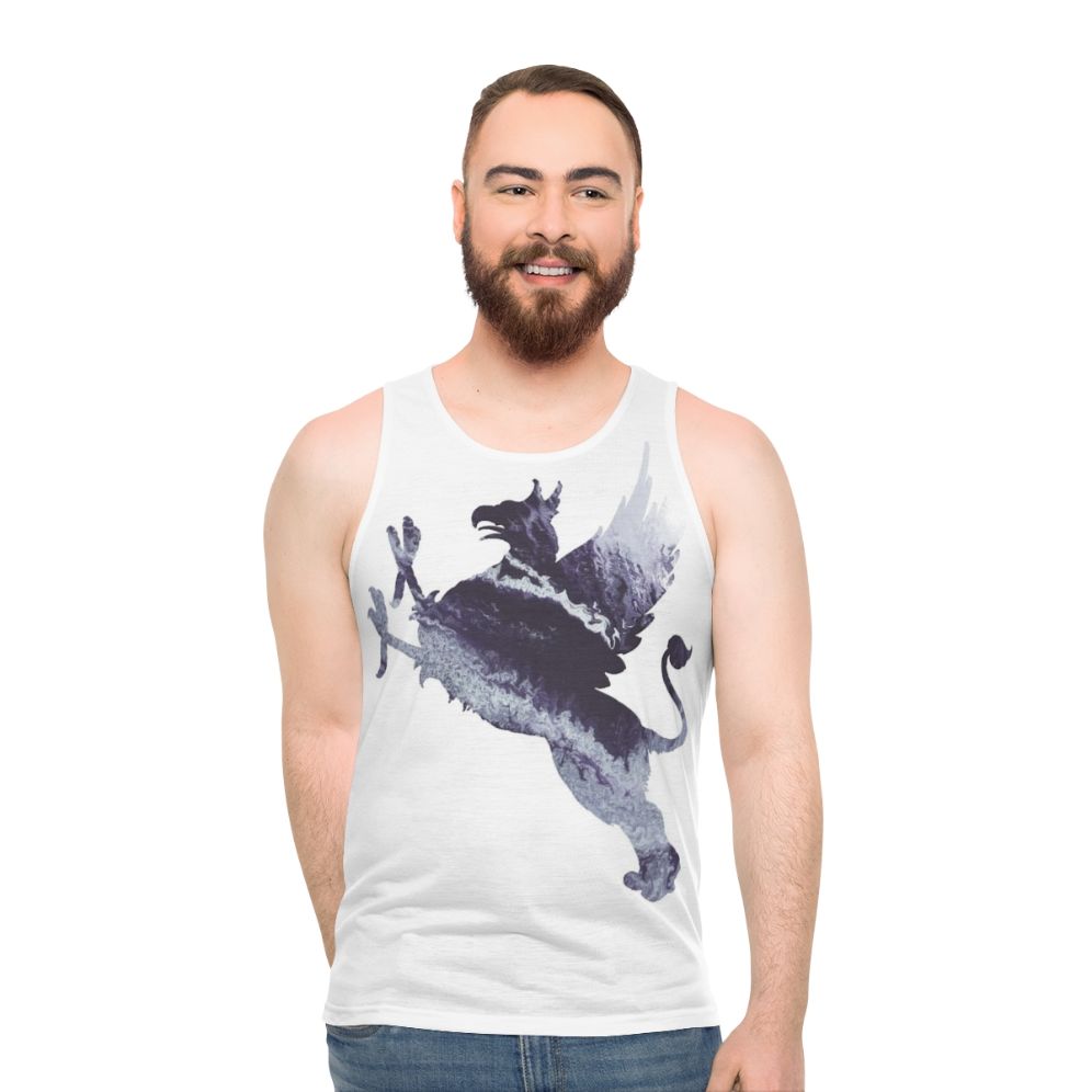 Gryphon unisex tank top with colorful abstract art - men