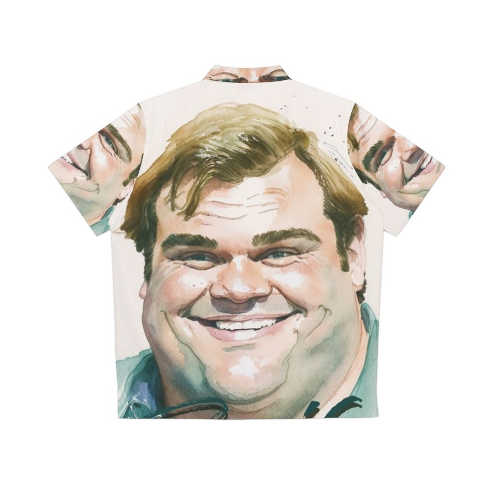 Watercolor Hawaiian Shirt with Chris Farley Inspired Design - Back