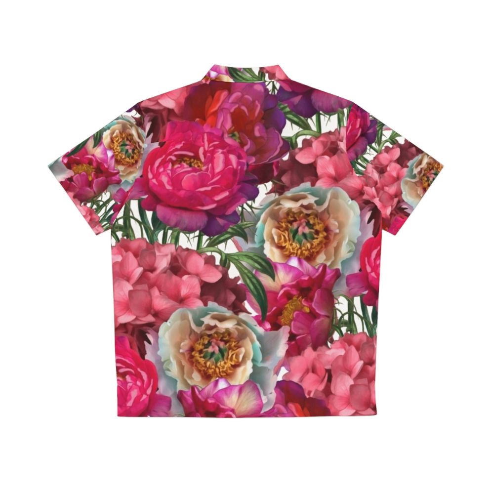 vibrant flower garden hawaiian shirt tropical floral design - Back