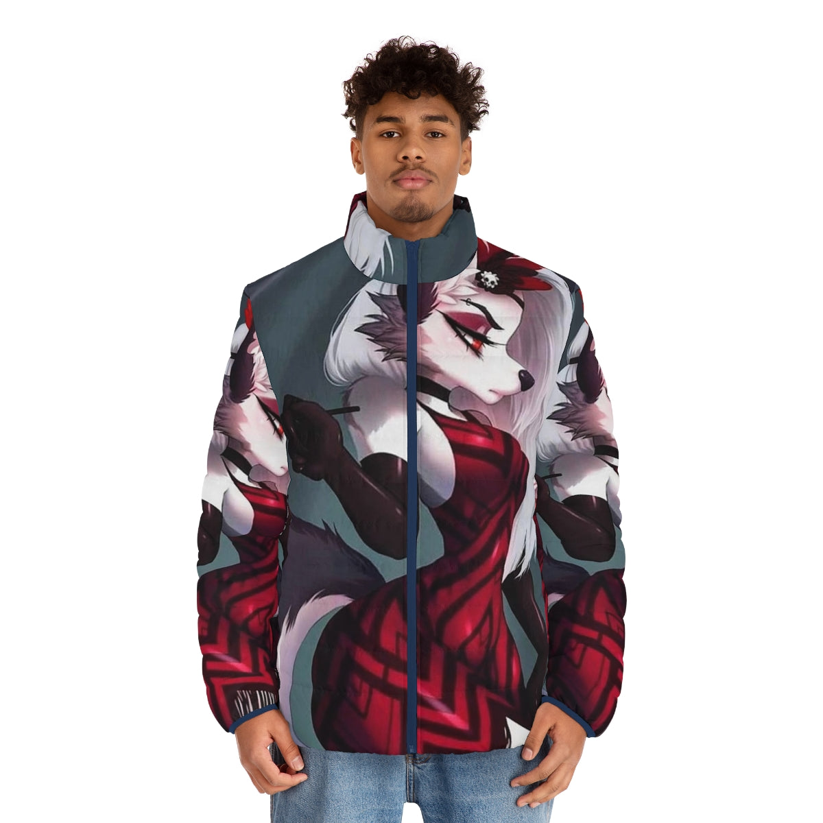 Helluva Boss Loona Puffer Jacket - Anime-inspired outerwear featuring character Loona - men front