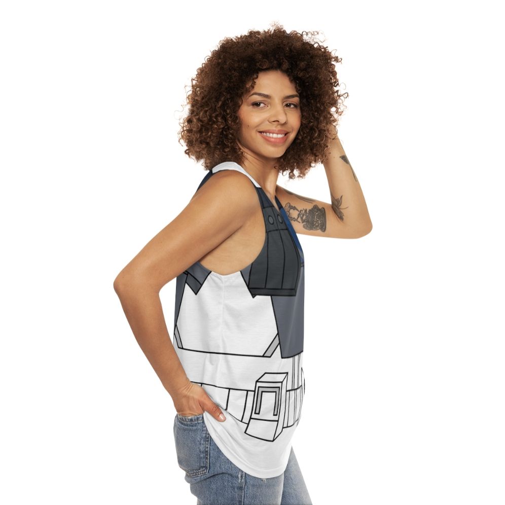 Unisex tank top with galactic armor design - women side