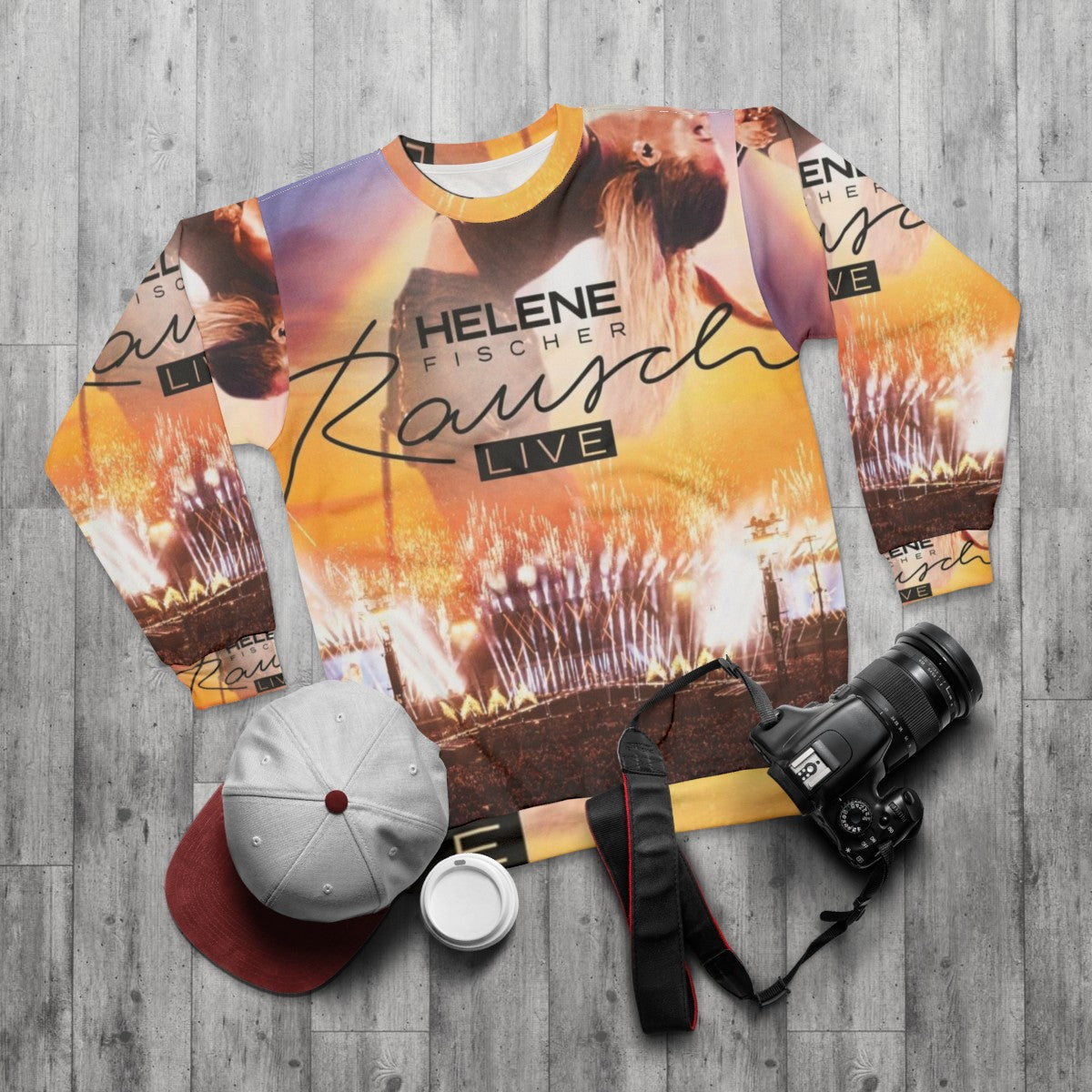 Helene Fischer Rausch Live Sweatshirt with pop music and concert aesthetic design - flat lay