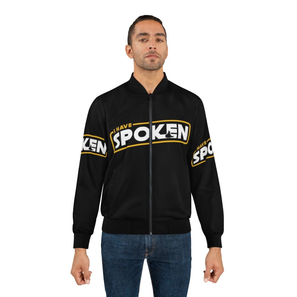 "I Have Spoken" Mandalorian-inspired bomber jacket with logo graphic - Lifestyle