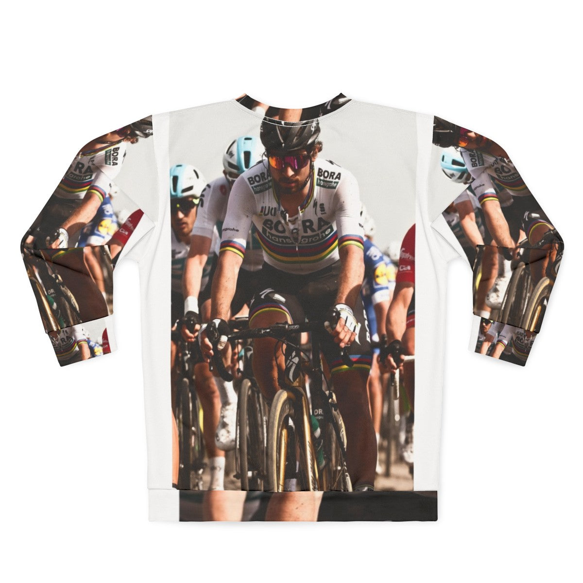 Peter Sagan in Bora team cycling sweatshirt - Back