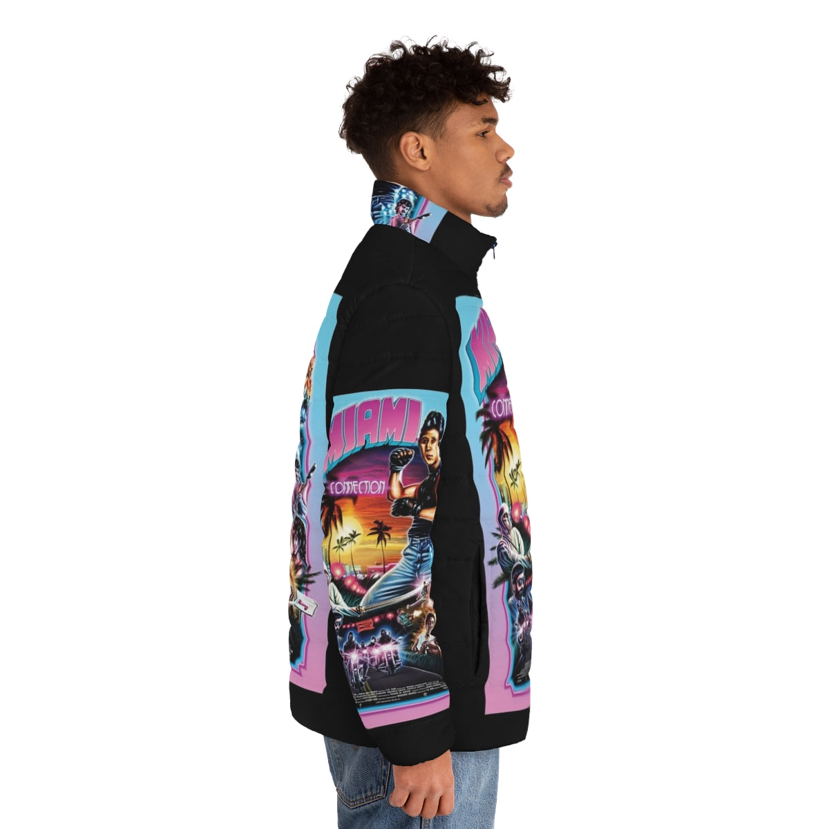 Miami Connection Puffer Jacket featuring iconic B-movie martial arts style - men side right