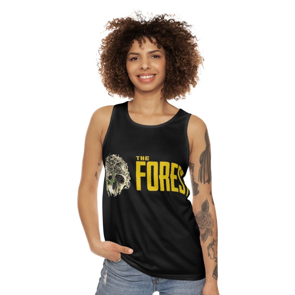 Unisex tank top featuring "The Forest" game design - women