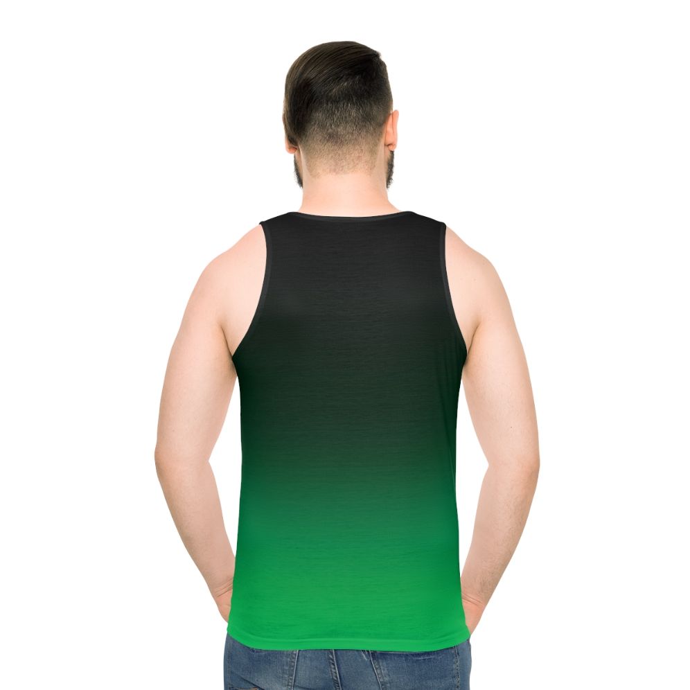 Ombre green minimalist unisex tank top - men back