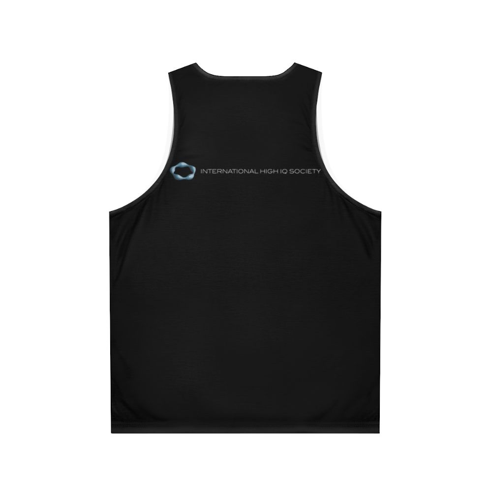 International High IQ Society logo on black unisex tank top - Back