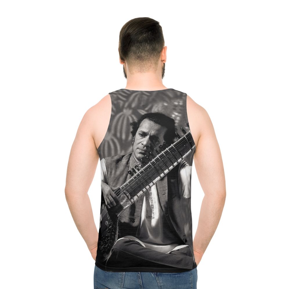 Indian sitar player wearing unisex tank top - men back