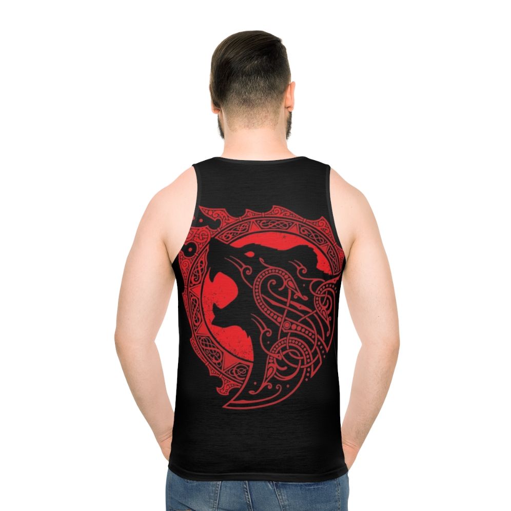 Berserker rage unisex tank top with viking knotwork design - men back