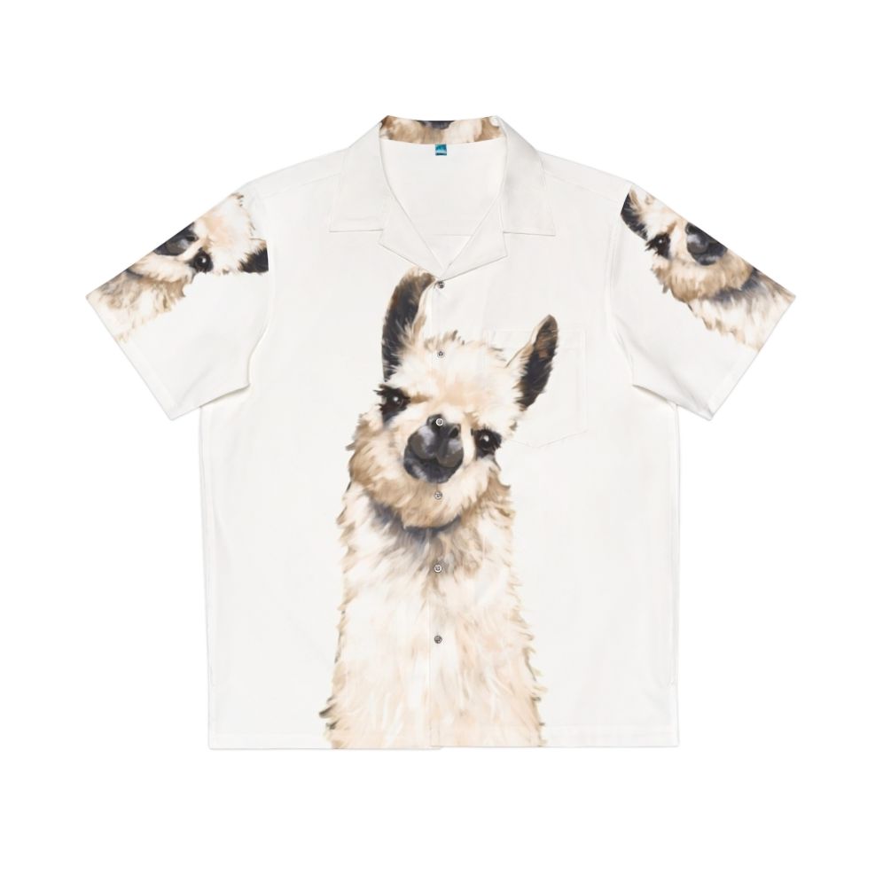 Colorful Llama Hawaiian shirt with tropical pattern