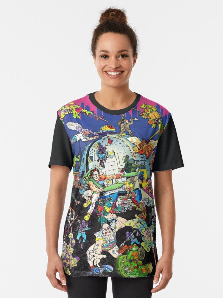 Vintage Ninja Turtles graphic t-shirt featuring classic 1990s cartoon design - Women