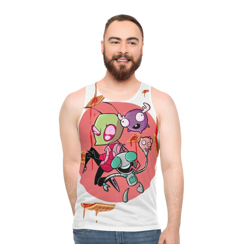 Unisex Invader Zim Waffles Cartoon Graphic Tank Top - men