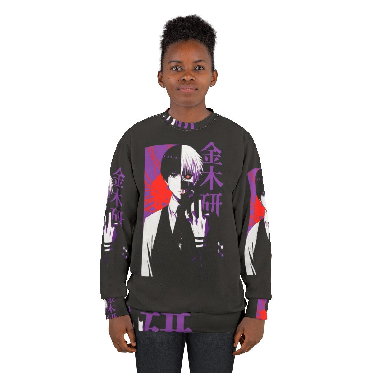 Anime split face classic sweatshirt - women