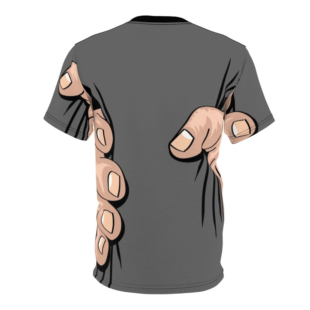 Oversized hand squeezing graphic design on a t-shirt - Back