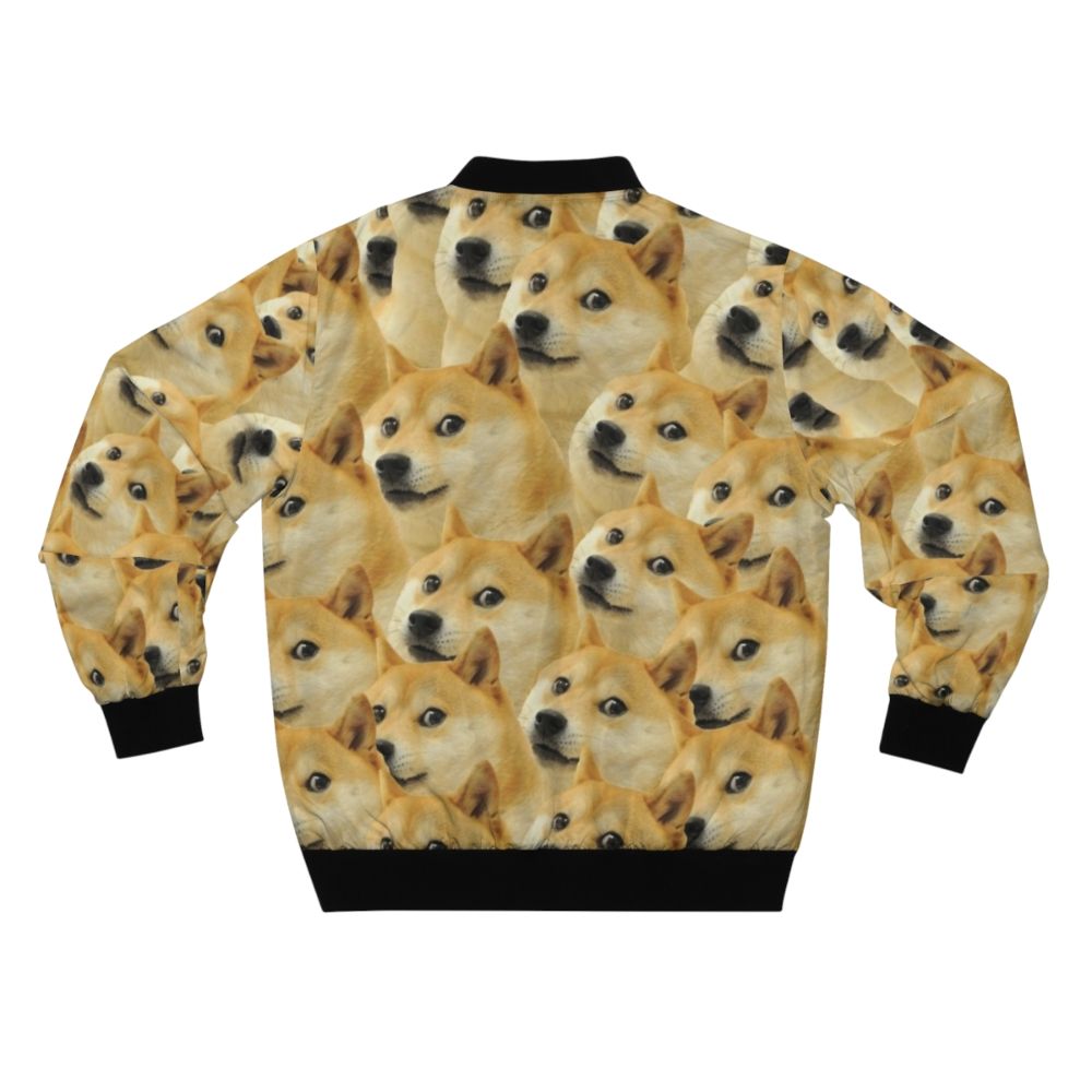 Doge meme-inspired bomber jacket with shiba inu pattern - Back