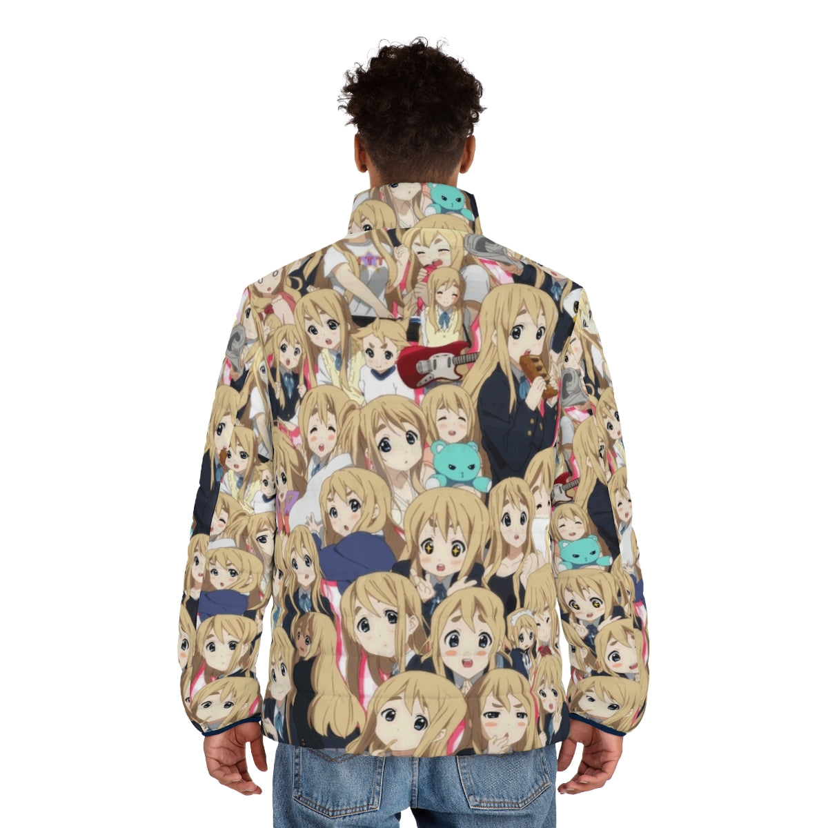 K-On inspired Mugi puffer jacket featuring the character Tsumugi Kotobuki - men back