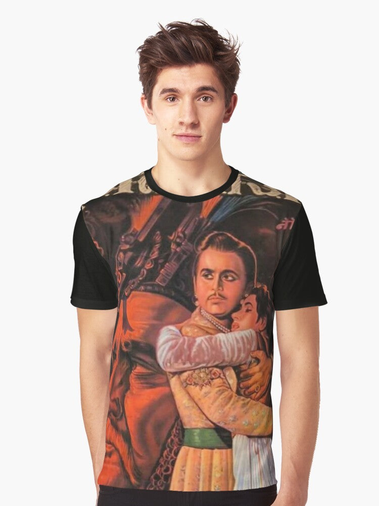 Mughal-e-Azam inspired graphic t-shirt featuring classic Bollywood film imagery - Men