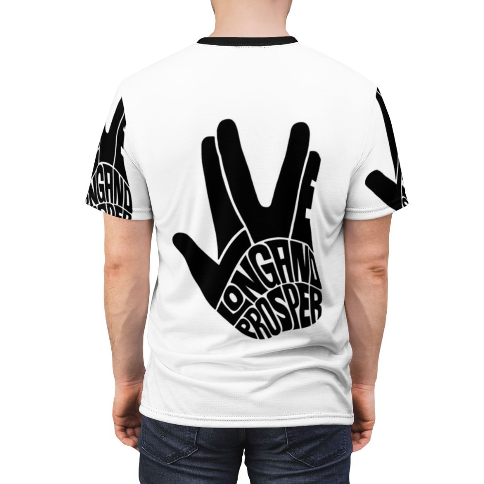 Star Trek-inspired t-shirt with "Live Long and Prosper" design - men back