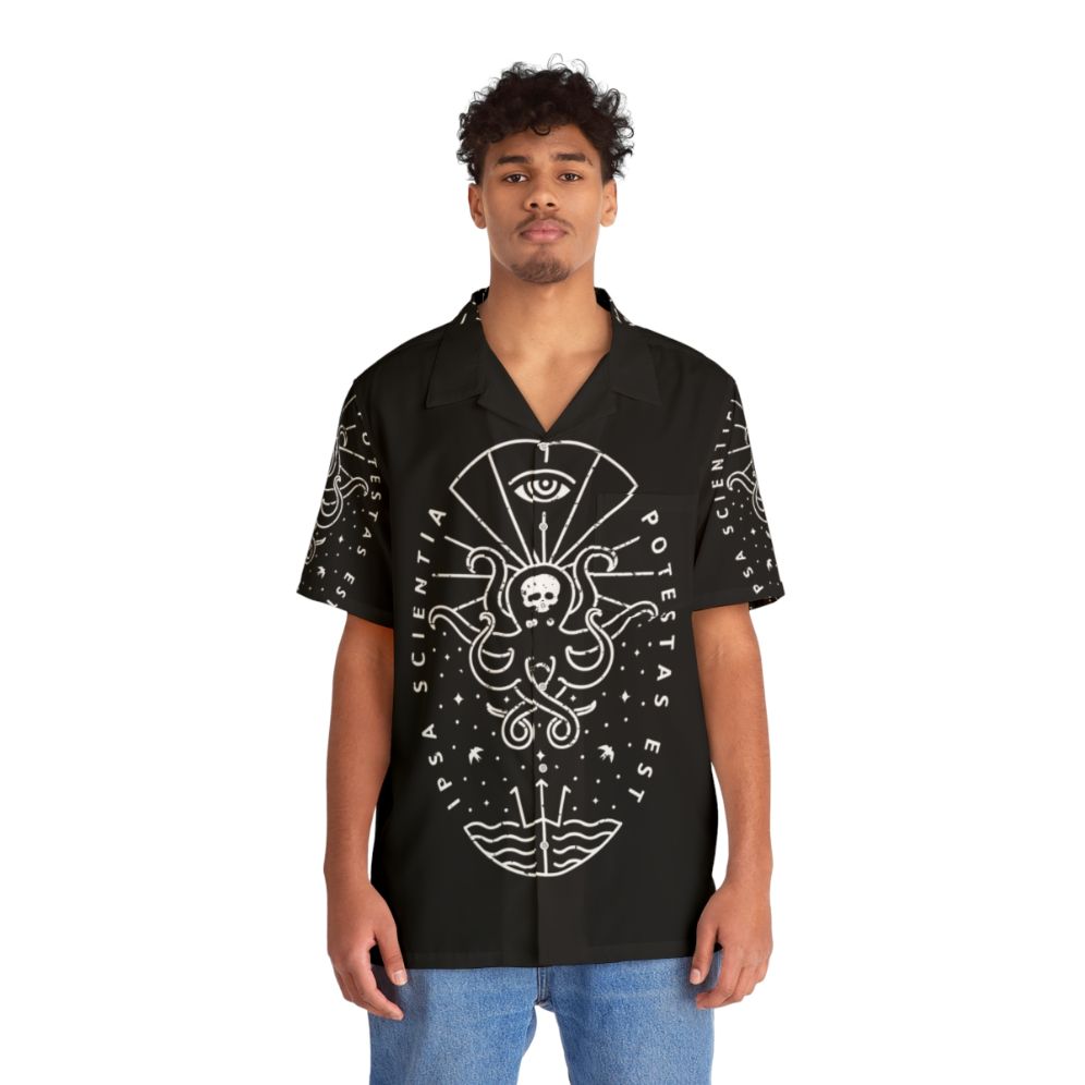 Knowledge White Skull Hawaiian Shirt - People Front