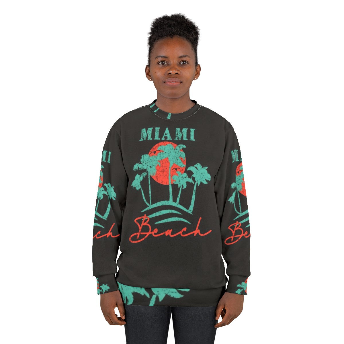 Vintage Miami Beach Retro Distressed Sweatshirt - women