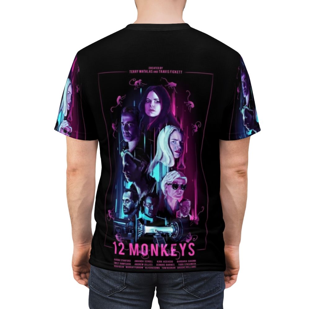 Apocalyptic sci-fi 12 Monkeys inspired t-shirt design - men back