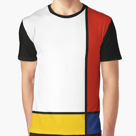 Colorful Mondrian-style abstract geometric graphic t-shirt