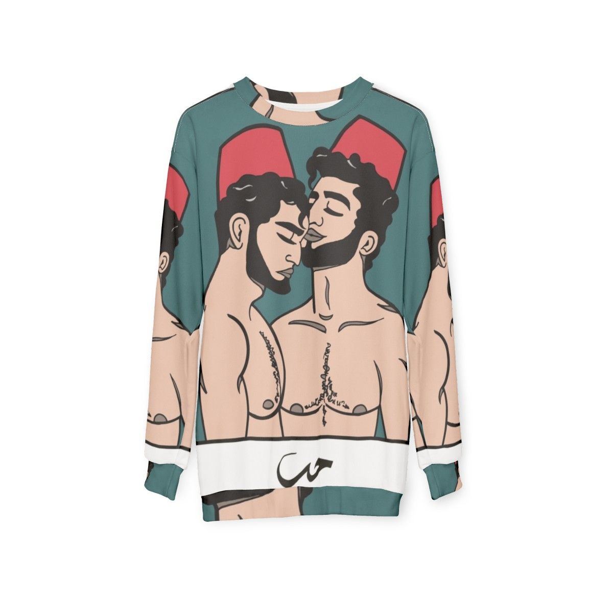 Beiruti Boys Gay Pride Sweatshirt with Middle Eastern Gay Art Illustration - hanging