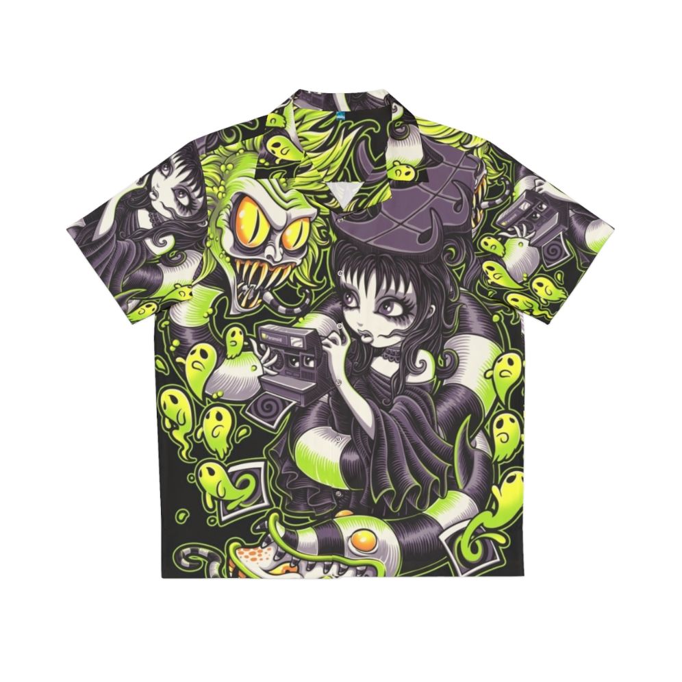 Strange and Unusual Gothic Hawaiian Shirt with Spooky Motifs