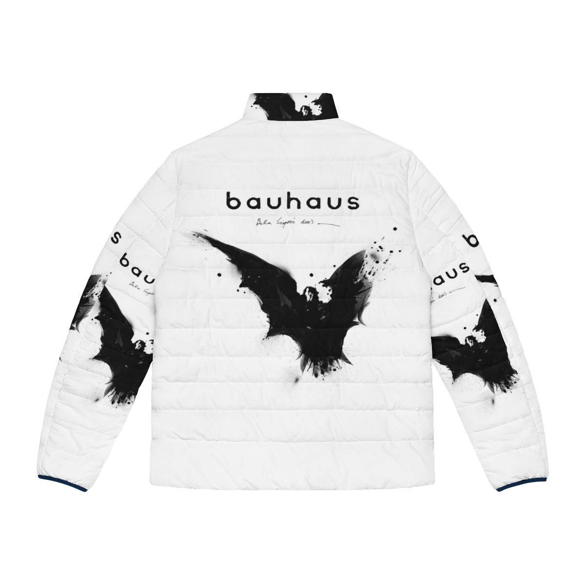 Bela Lugosi's Dead Bauhaus tribute puffer jacket with gothic, industrial, and horror-inspired design - Back