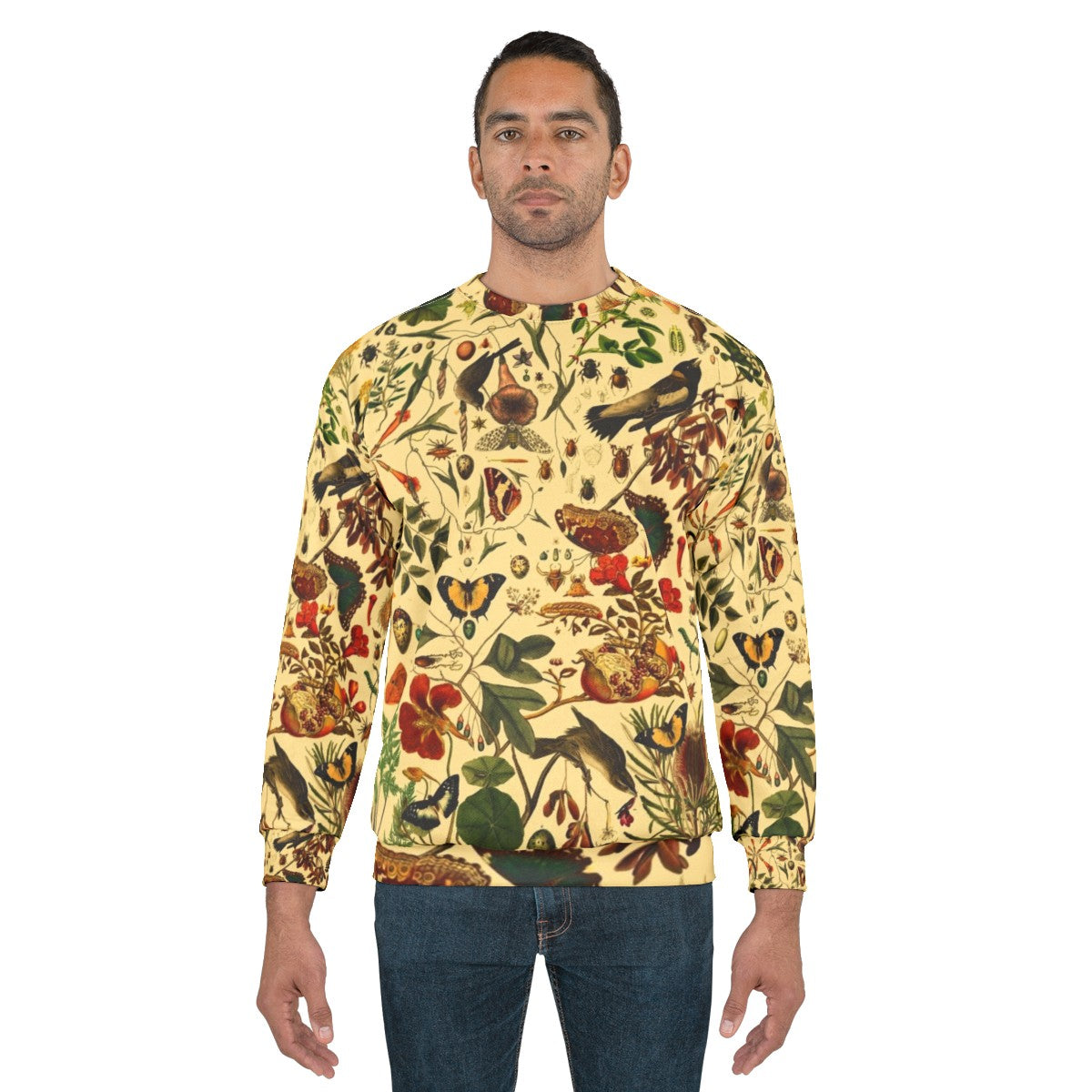 Cozy biology 101 warm sweatshirt with Christmas nature pattern - men