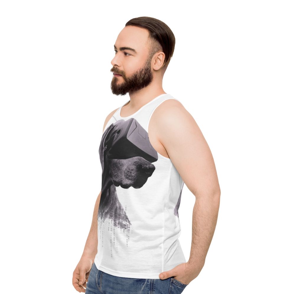 virtual reality dog unisex tank top - men side