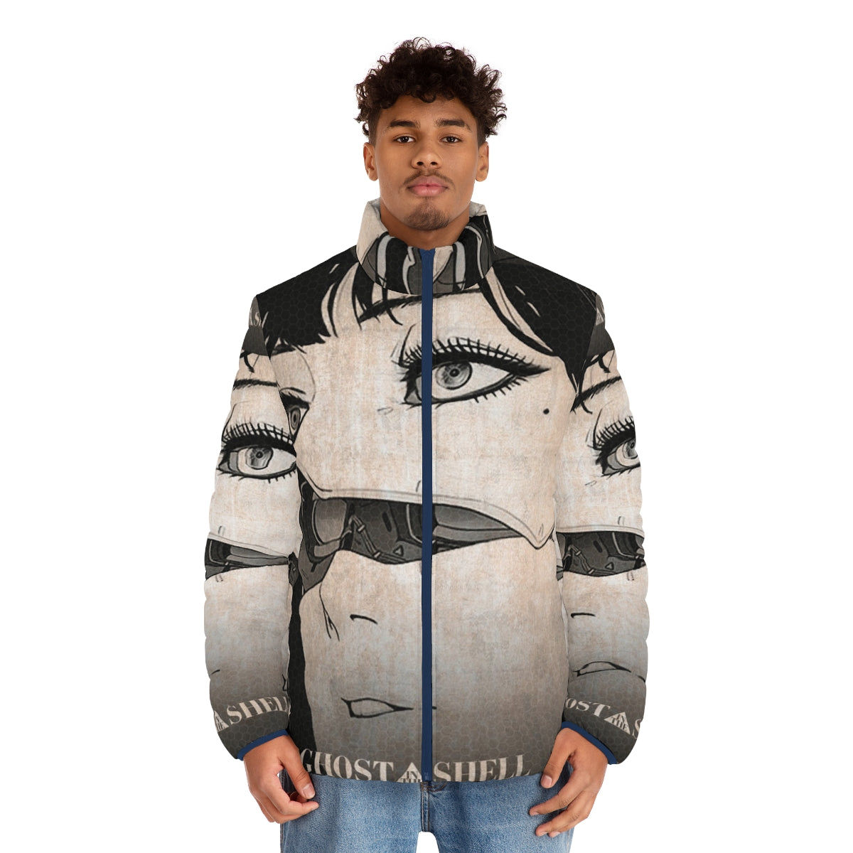 Ghost in the Shell inspired puffer jacket featuring Major Kusanagi - men front