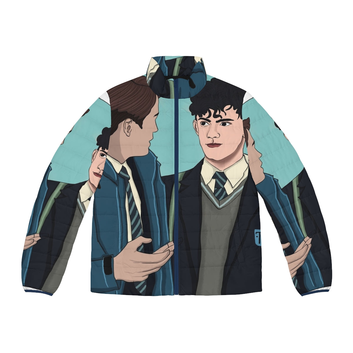 Heartstopper Nick and Charlie Puffer Jacket, featuring characters from the LGBT Netflix series