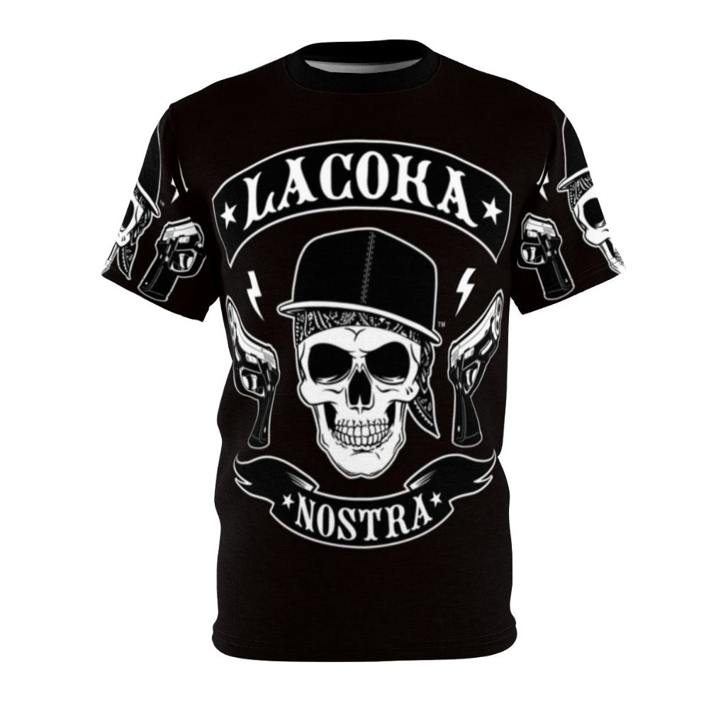 Graphic T-Shirt with La Coka Nostra and Pop Culture Motifs