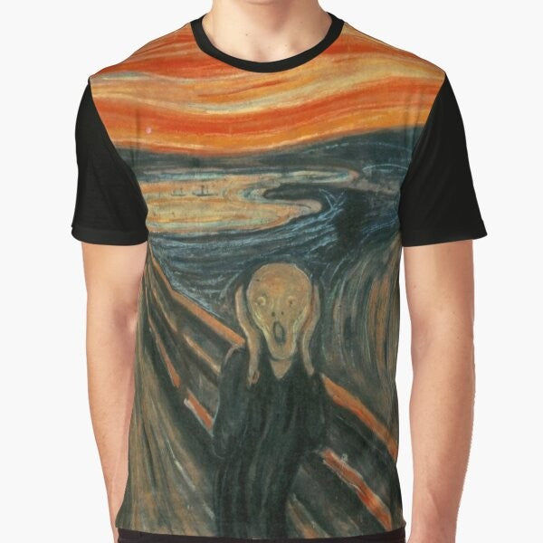 Edvard Munch's famous "The Scream" artwork printed on a high-quality graphic t-shirt