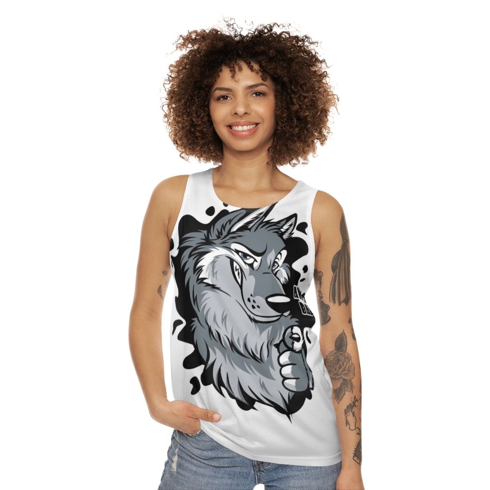 Cute wolf howling baby unisex tank top - women