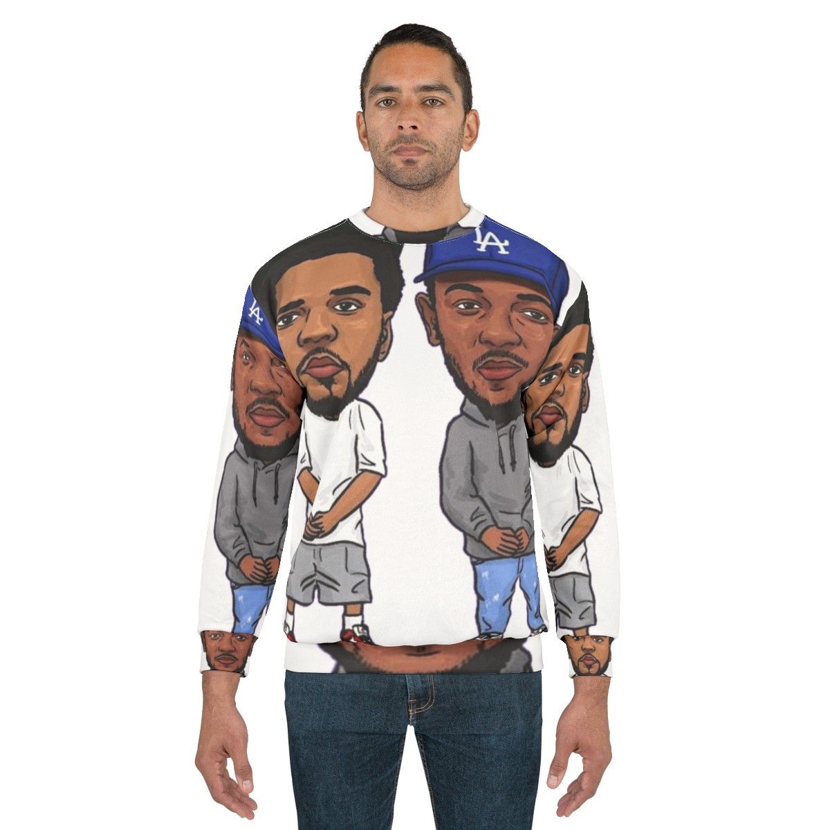 Kendrick Lamar x J Cole Rap Artist Sweatshirt with Hip Hop Pop Art Design - men