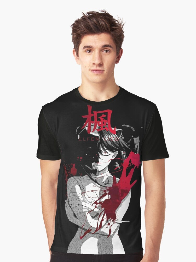 Queen graphic t-shirt with anime-inspired diclonius, lucy, nyu, kaede, nana from Elfen Lied - Men