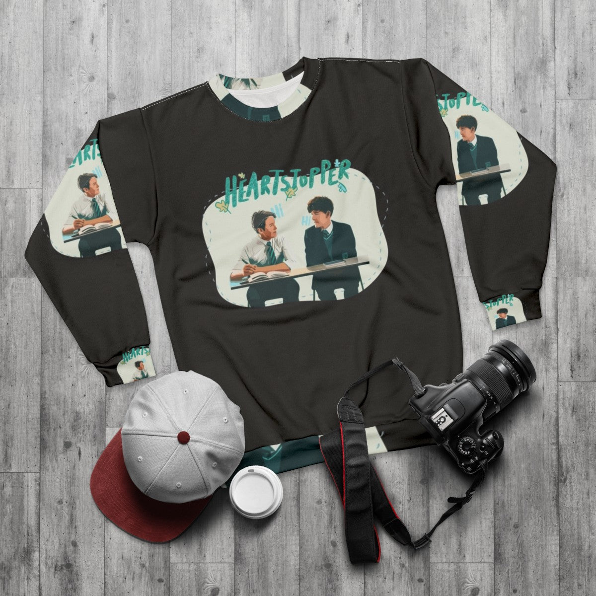 Hi Heartstopper Funny Sweatshirt featuring Heartstopper characters - flat lay