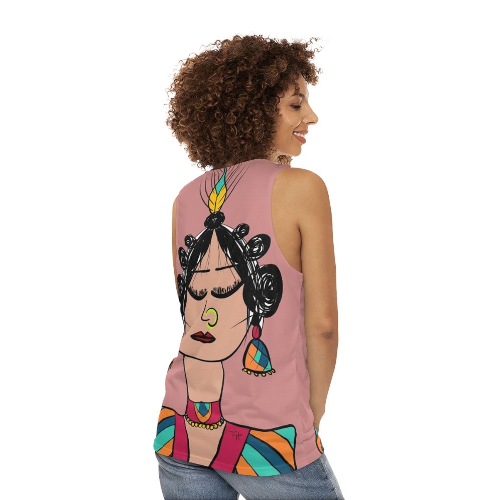 Whimsical diva doll unisex geometric tank top - women back