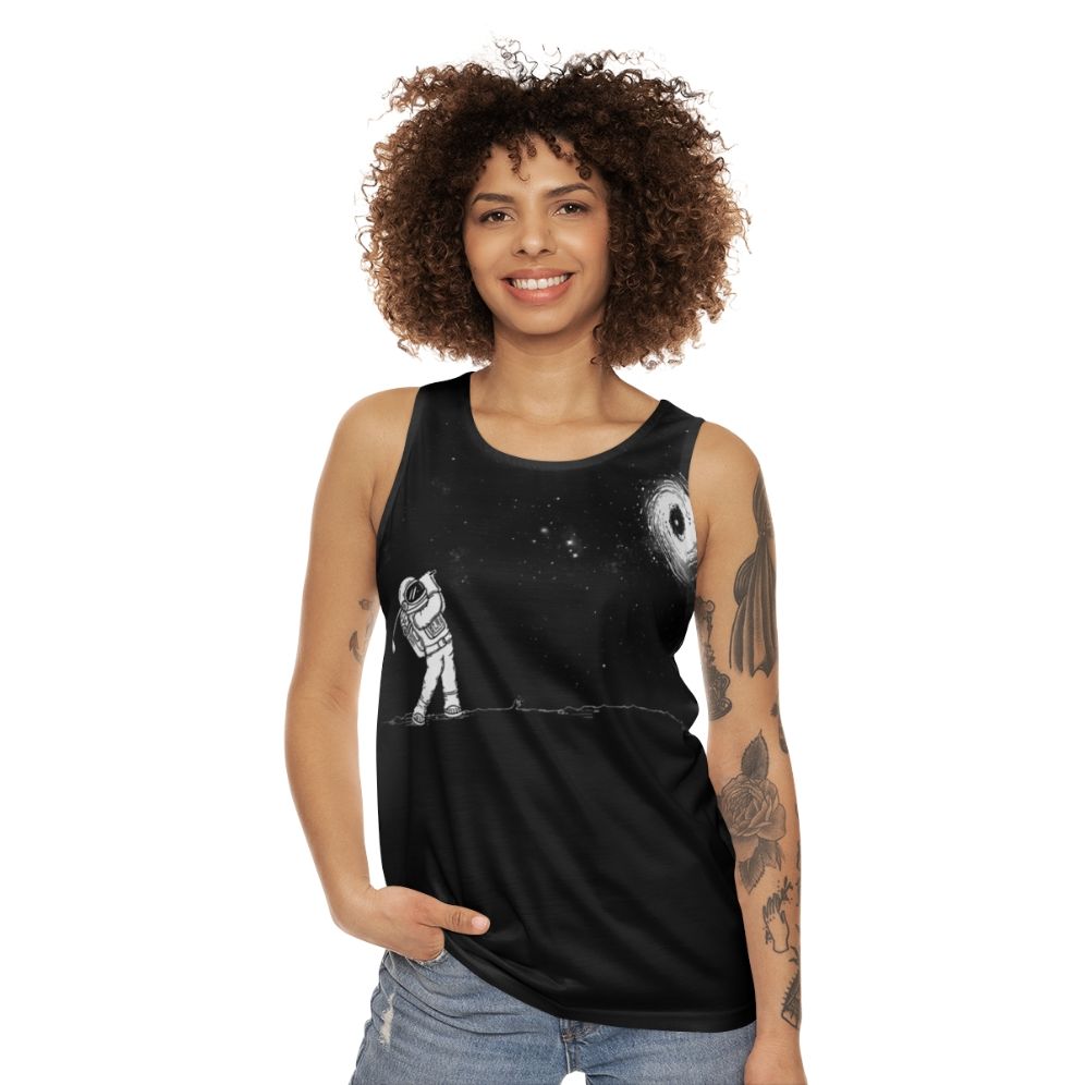 Black hole in one unisex tank top - women