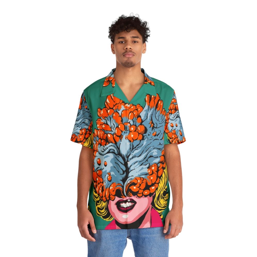 Pop art fungus design on a Hawaiian shirt - People Front