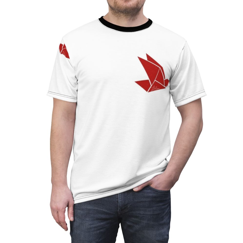 Origami bird design t-shirt inspired by the popular TV series Money Heist (La Casa de Papel) - men front