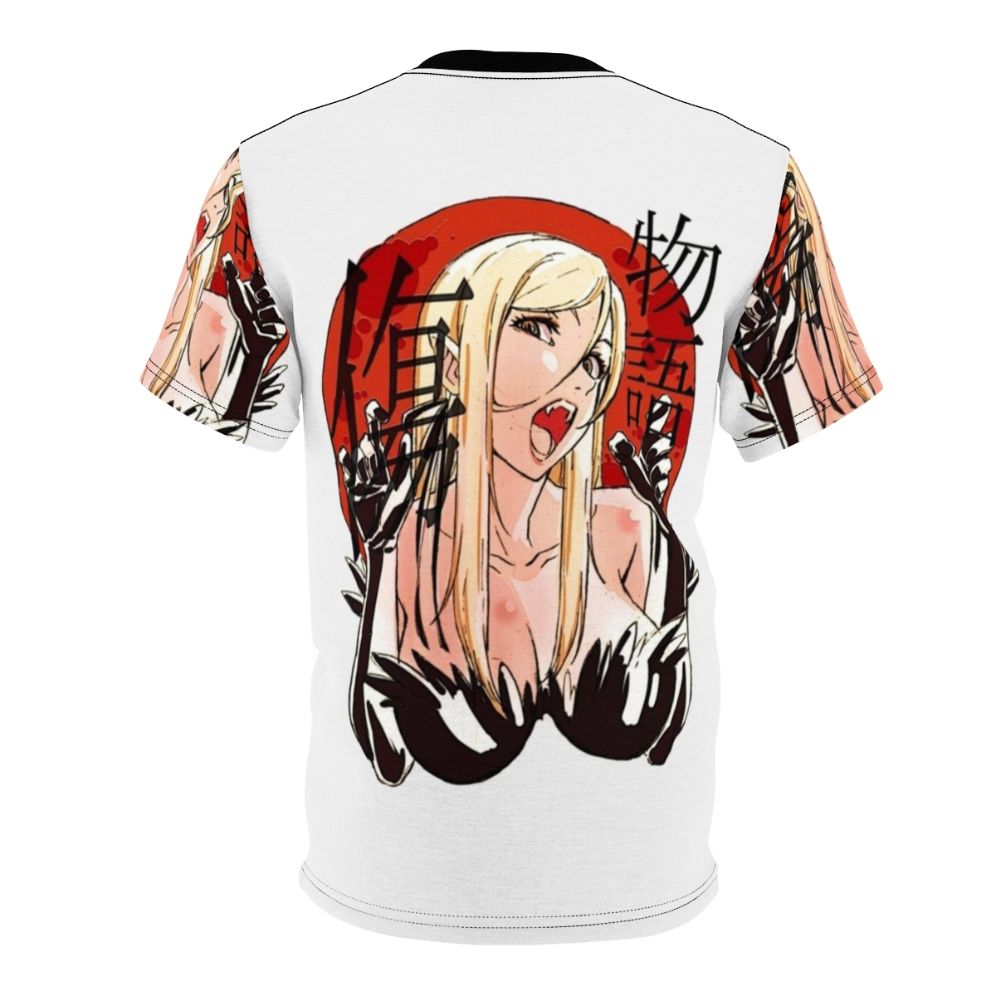 Stylized t-shirt design featuring the character Kiss Shot from the Monogatari anime series - Back